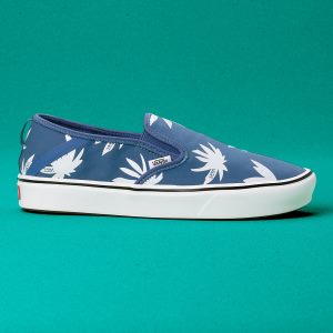 Vans Erkek Kaykay Ayakkabısı ComfyCush Summer Leaf Slip-On SF Lacivert | 90404-193